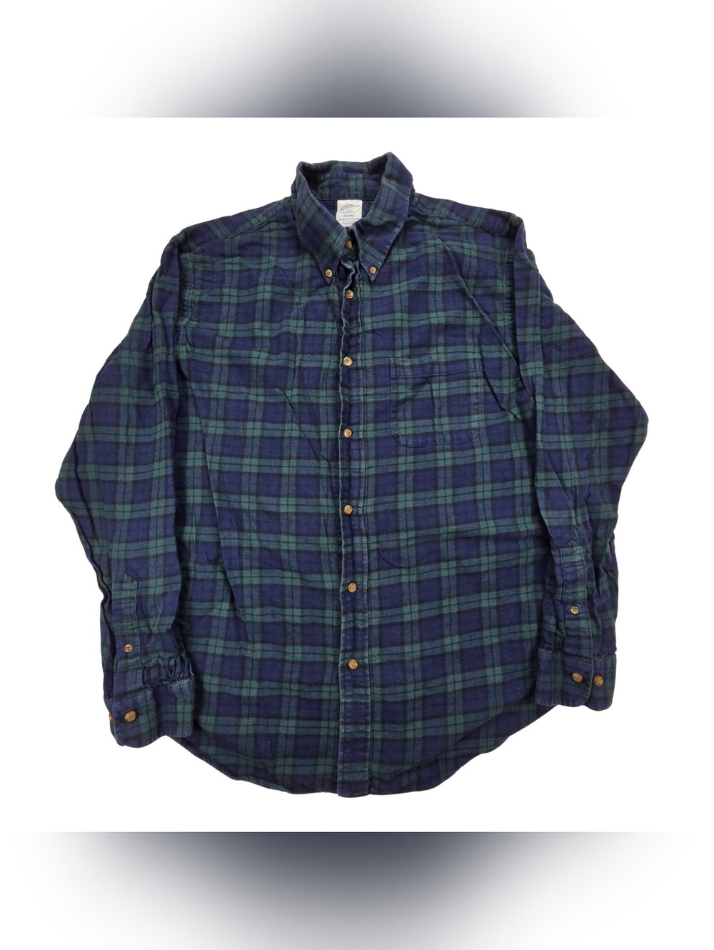 Brooks Brothers Button Up Shirt Mens Extra Large Blue Green Flannel Blackwatch